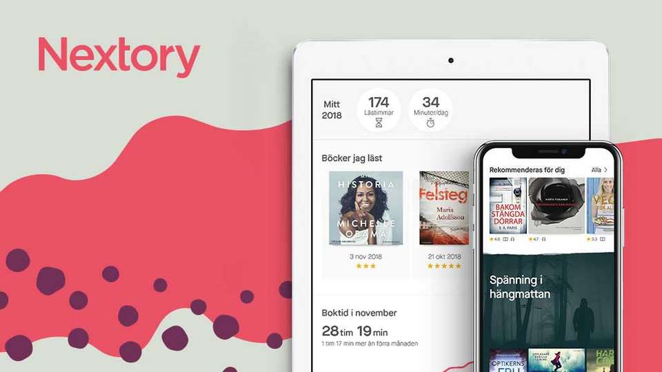 Nextory poängshop Padda med Nextory på skärmen