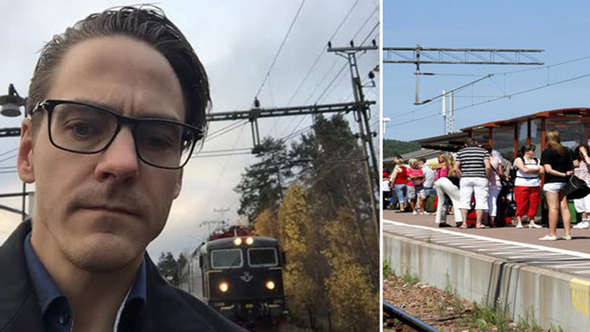Kille framför tåg