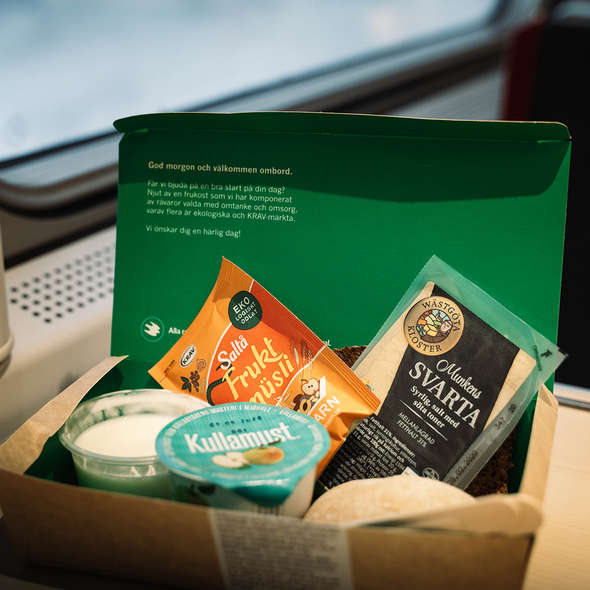 SJs frukostbox på tåget SJs frukostbox på tåget