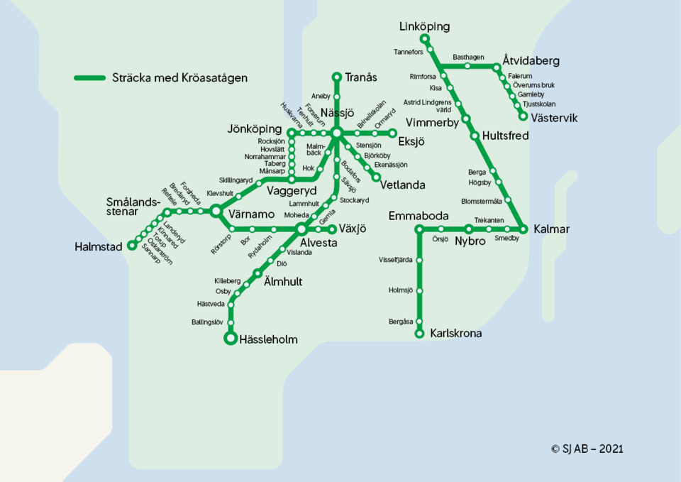 Linjekarta Krösatågen