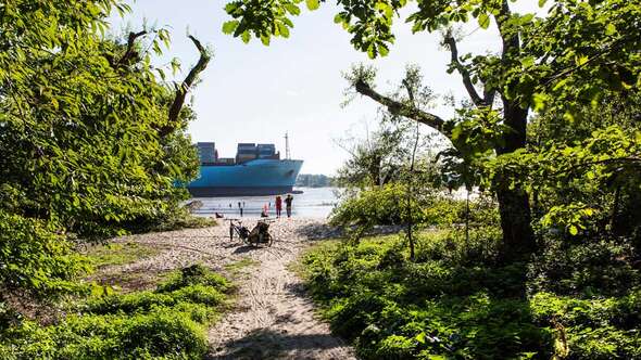 Elbstrand i Blankenese utanför Hamburg